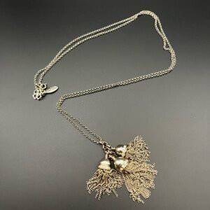 Ann Taylor Three Tassel Silver Tone Necklace